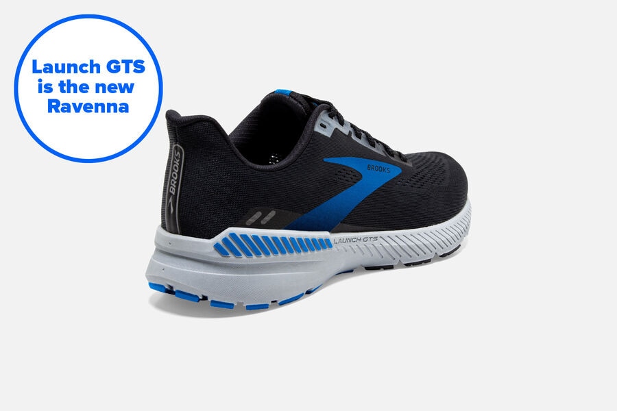 Brooks Israel Launch GTS 8 Road Running Shoes Mens - Black/Grey/Blue - TFV-437152